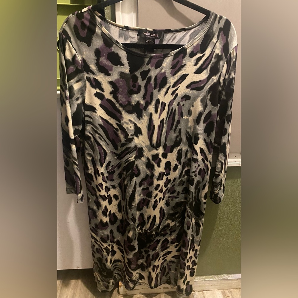 Black, purple,and gray casual dress.